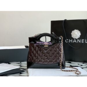 Replica Chanel 31 Mini Shopping Bag Patent Calfskin & Gold-Tone Metal AS4133 Burgundy Black