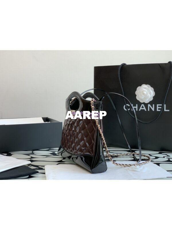Replica Chanel 31 Mini Shopping Bag Patent Calfskin & Gold-Tone Metal AS4133 Burgundy Black 3