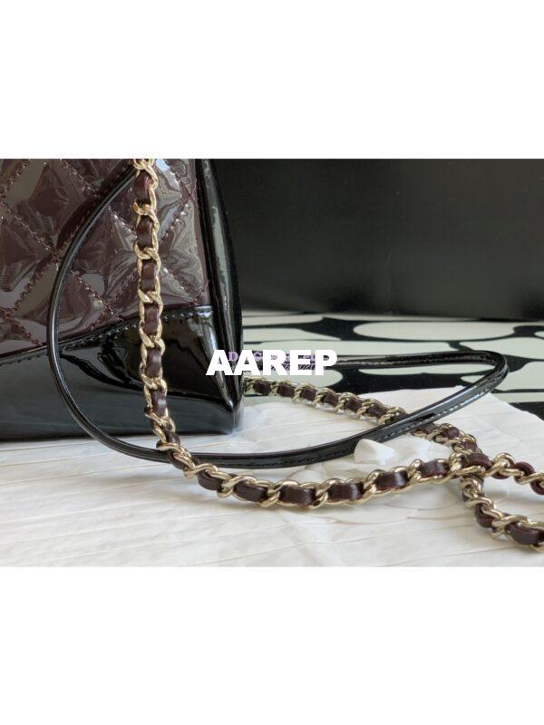 Replica Chanel 31 Mini Shopping Bag Patent Calfskin & Gold-Tone Metal AS4133 Burgundy Black 4