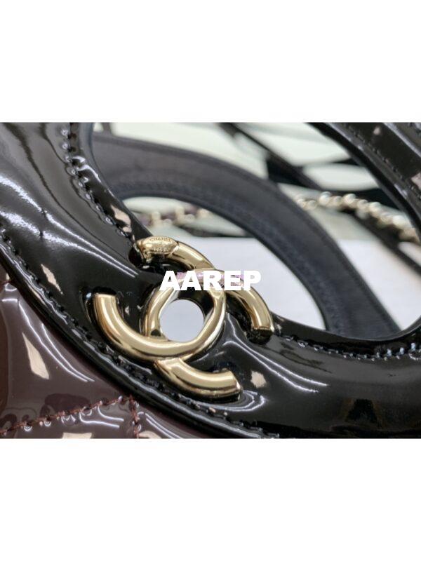 Replica Chanel 31 Mini Shopping Bag Patent Calfskin & Gold-Tone Metal AS4133 Burgundy Black 5
