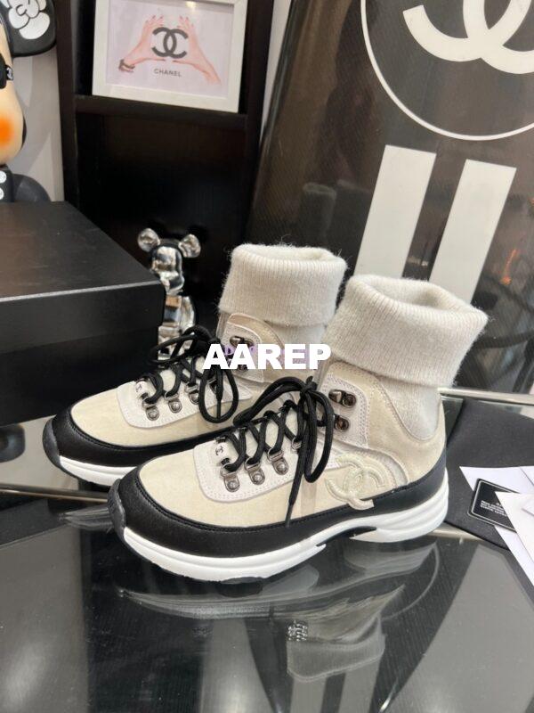 Replica Chanel Suede Calfskin & Knit Trainers G45204 13