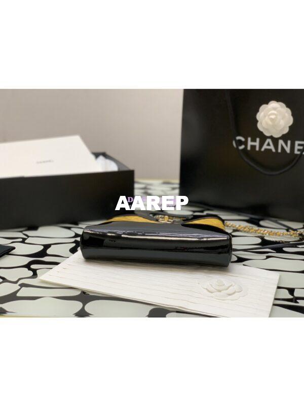 Replica Chanel 31 Mini Shopping Bag Patent Calfskin & Gold-Tone Metal AS4133 Yellow Black 11