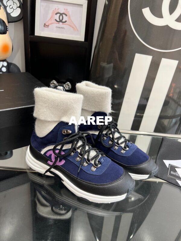 Replica Chanel Suede Calfskin & Knit Trainers G45204 37