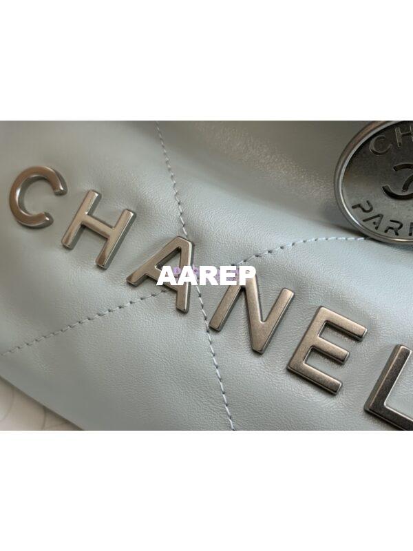 Replica Chanel Mini 22 Handbag Shiny Calfskin & Silver Metal AS3980 Cloud Blue 6