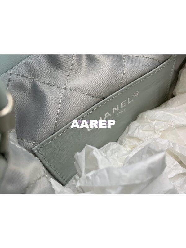 Replica Chanel Mini 22 Handbag Shiny Calfskin & Silver Metal AS3980 Cloud Blue 7