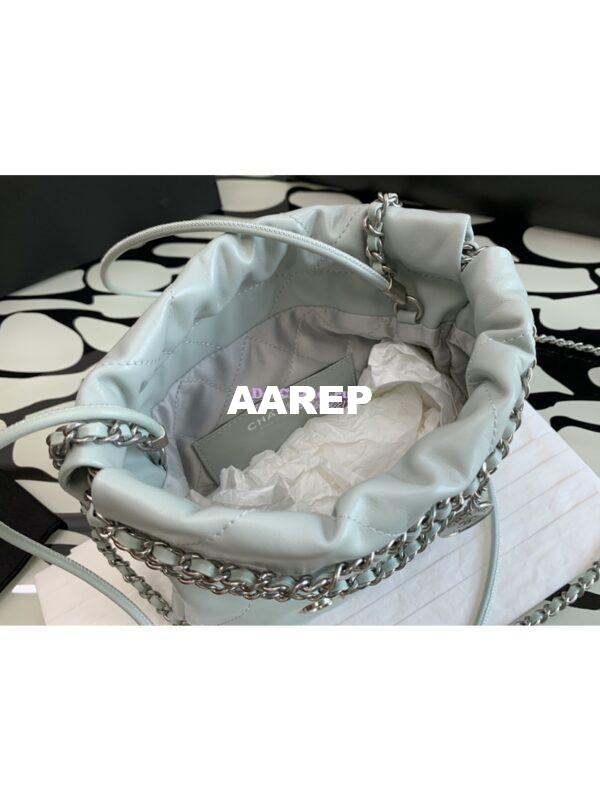 Replica Chanel Mini 22 Handbag Shiny Calfskin & Silver Metal AS3980 Cloud Blue 9