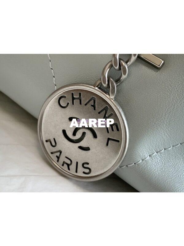 Replica Chanel Mini 22 Handbag Shiny Calfskin & Silver Metal AS3980 Cloud Blue 10