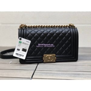 Replica Chanel Le boy Lambskin Black Bag with Aged Ruthenium Hardware
