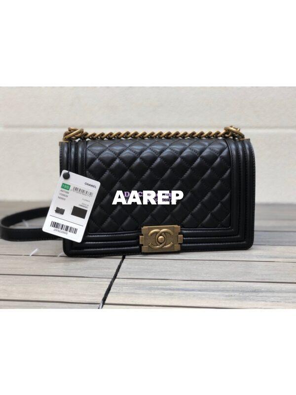 Replica Chanel Le boy Lambskin Black Bag with Aged Ruthenium Hardware 3