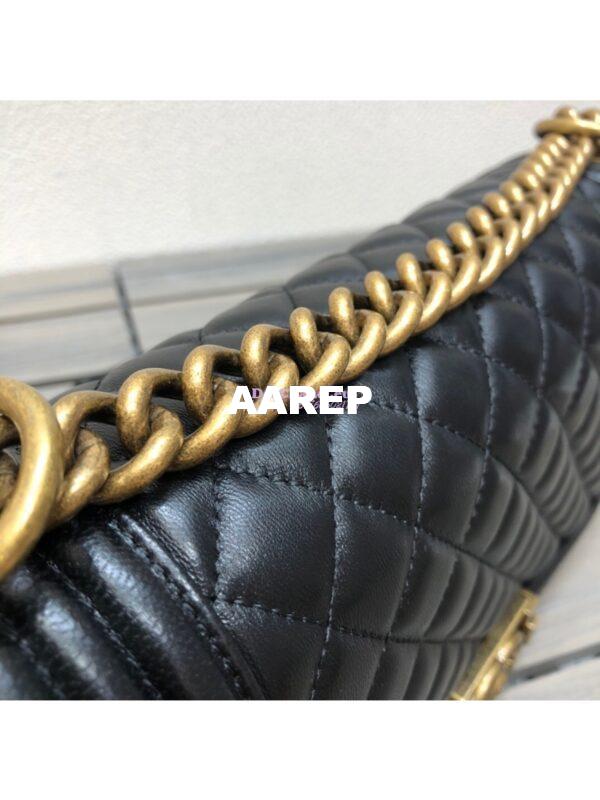 Replica Chanel Le boy Lambskin Black Bag with Aged Ruthenium Hardware 4