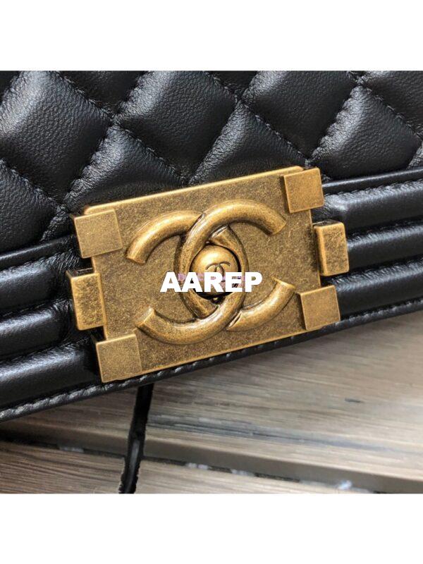 Replica Chanel Le boy Lambskin Black Bag with Aged Ruthenium Hardware 5