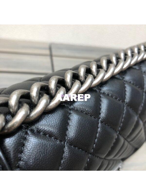 Replica Chanel Le boy Lambskin Black Bag with Aged Ruthenium Hardware 14