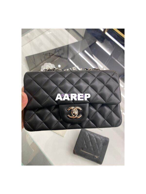 Replica Chanel Quilted Mini Classic Flap 20cm in Black Lambskin Bag 3