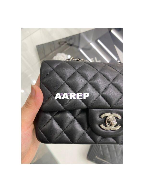 Replica Chanel Quilted Mini Classic Flap 20cm in Black Lambskin Bag 7