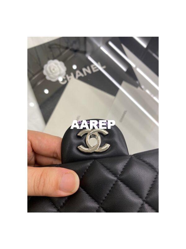 Replica Chanel Quilted Mini Classic Flap 20cm in Black Lambskin Bag 8
