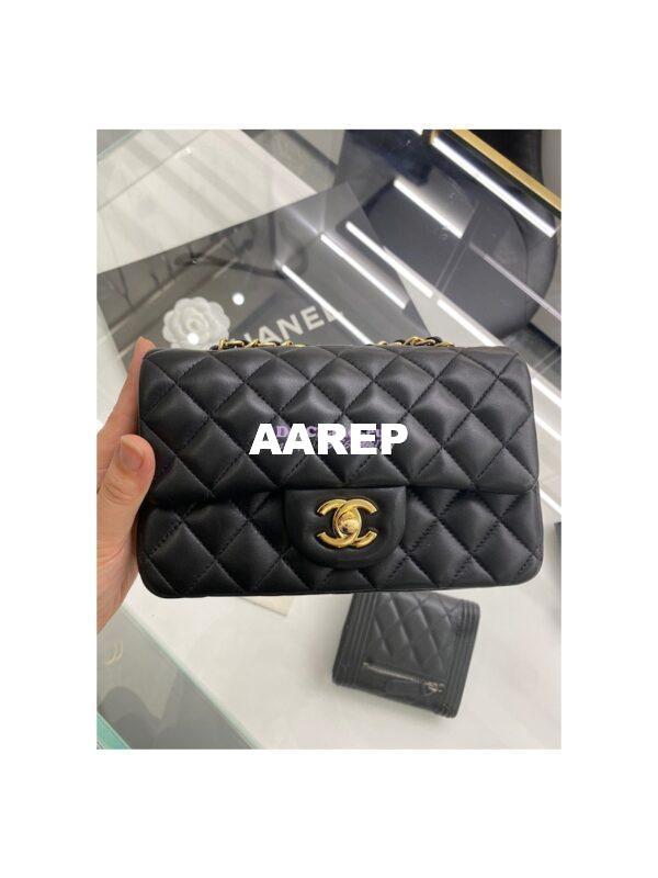 Replica Chanel Quilted Mini Classic Flap 20cm in Black Lambskin Bag 13