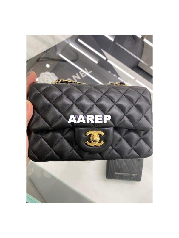 Replica Chanel Quilted Mini Classic Flap 20cm in Black Lambskin Bag 14