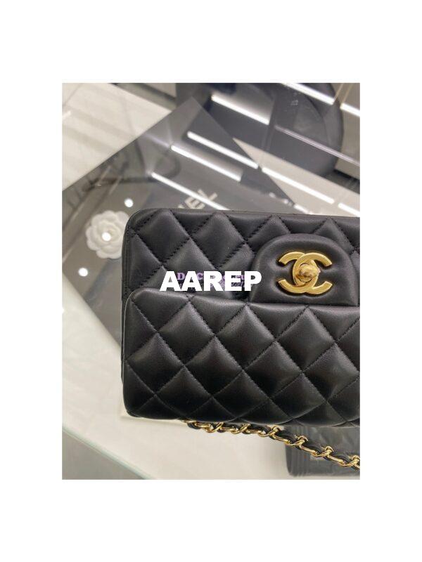 Replica Chanel Quilted Mini Classic Flap 20cm in Black Lambskin Bag 15
