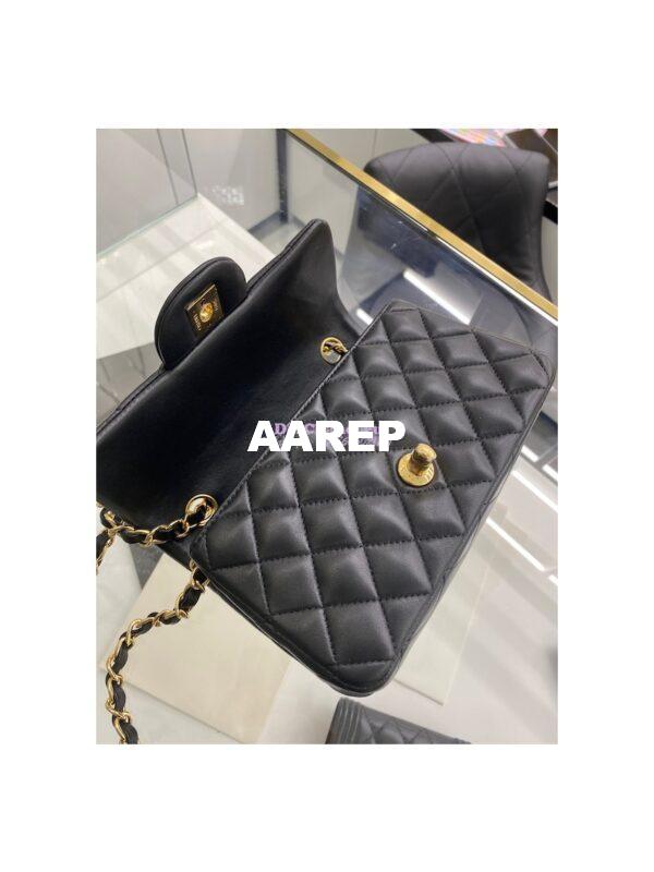 Replica Chanel Quilted Mini Classic Flap 20cm in Black Lambskin Bag 19