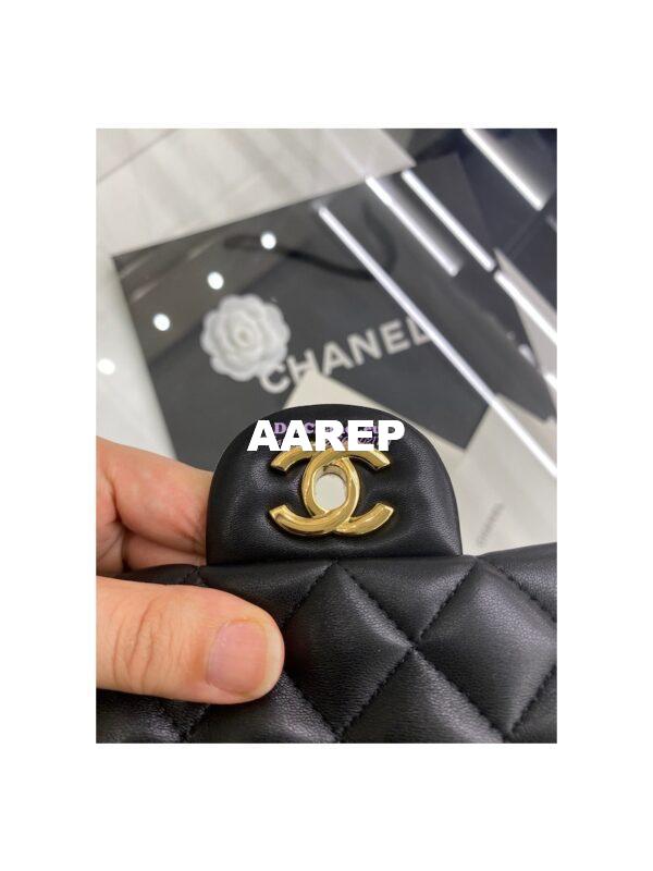 Replica Chanel Quilted Mini Classic Flap 20cm in Black Lambskin Bag 20