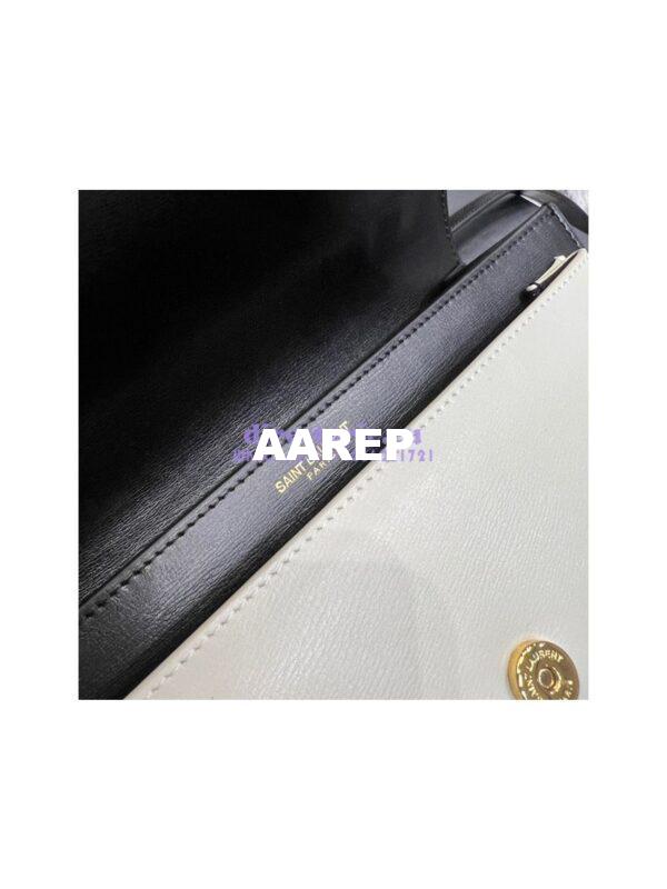Replica YSL Saint Laurent Medium Sunset Satchel In Smooth Leather 634723 Black Blanc 10