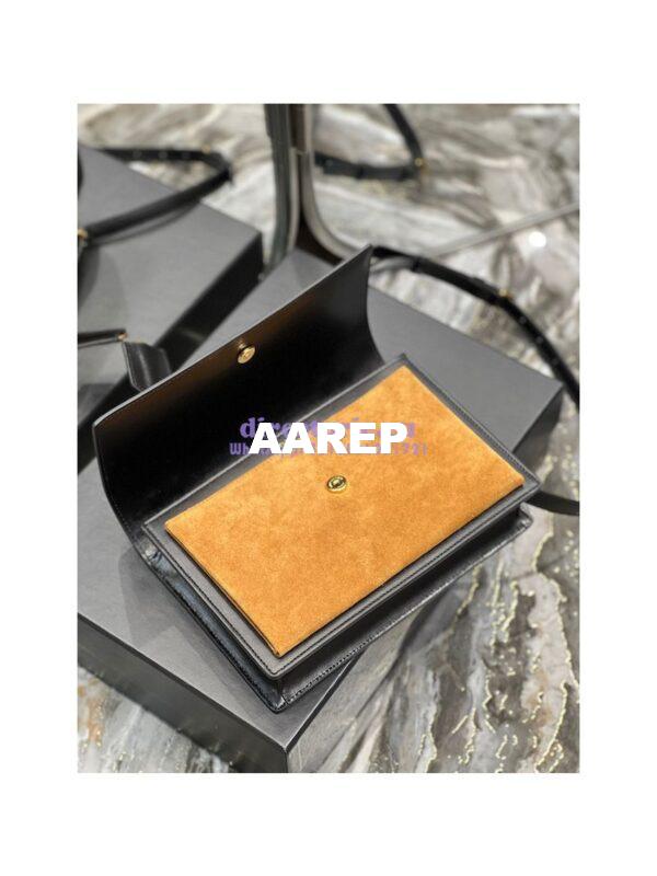 Replica YSL Saint Laurent Medium Sunset Satchel In Shiny Vegetable-tanned Leather 634723 Military Taupe 10