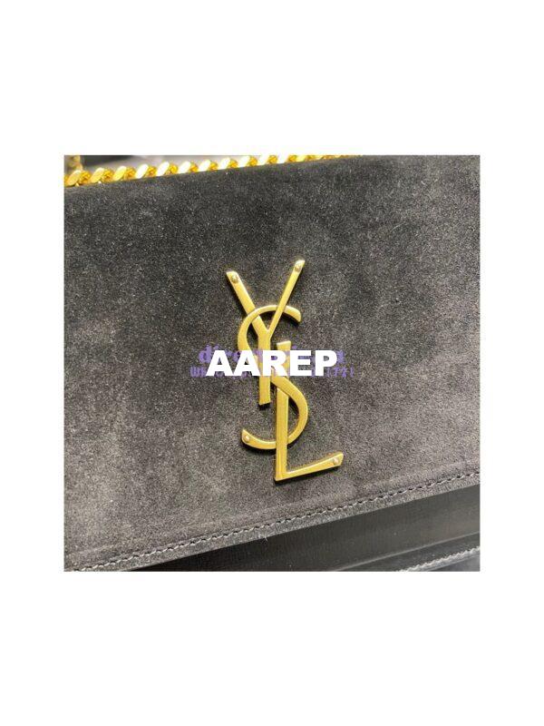 Replica YSL Saint Laurent Medium Sunset Satchel In Suede and Smooth Leather 442906 Black 6