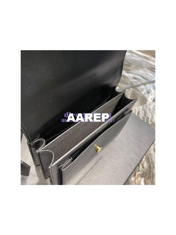 Replica YSL Saint Laurent Medium Sunset Satchel In Suede and Smooth Leather 442906 Black 9