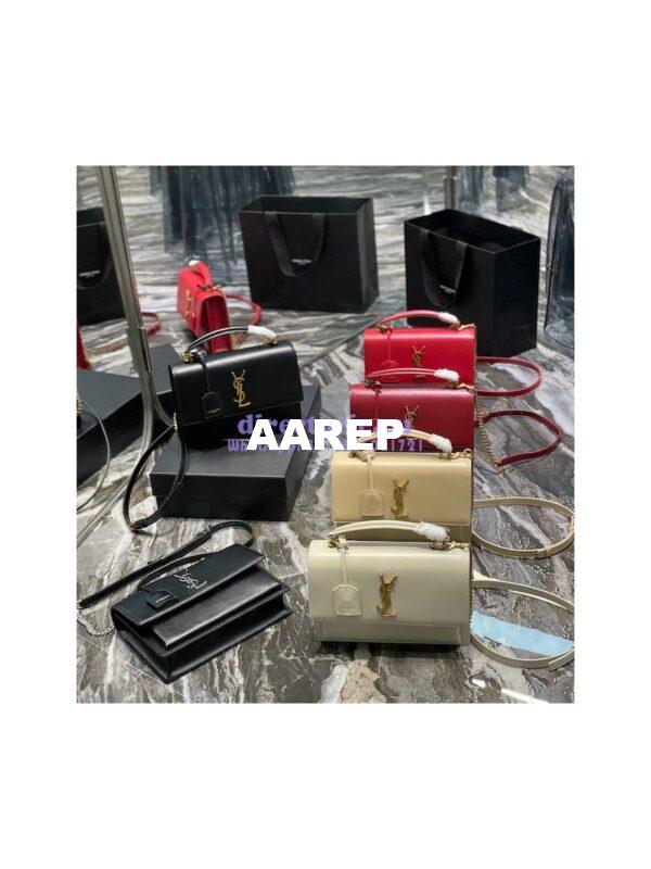 Replica YSL Saint Laurent Medium Sunset Satchel In Smooth Leather 634723 Blanc 3