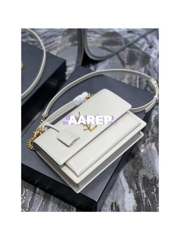 Replica YSL Saint Laurent Medium Sunset Satchel In Smooth Leather 634723 Blanc 8