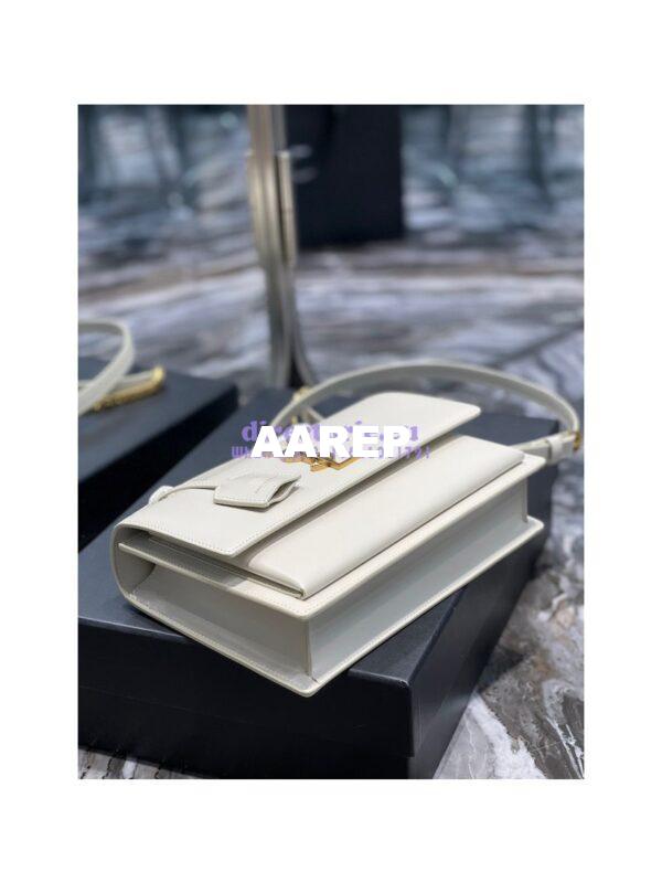 Replica YSL Saint Laurent Medium Sunset Satchel In Smooth Leather 634723 Blanc 9