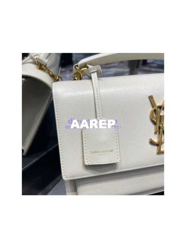 Replica YSL Saint Laurent Medium Sunset Satchel In Smooth Leather 634723 Blanc 11