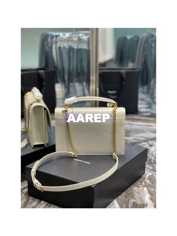 Replica YSL Saint Laurent Medium Sunset Satchel In Smooth Leather 634723 Blanc 12
