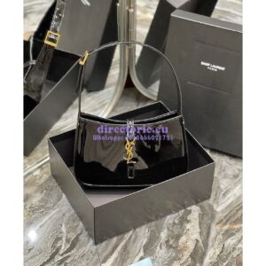 Replica YSL Saint Laurent Le 5 à 7 hobo bag in black Patent Leather 657228