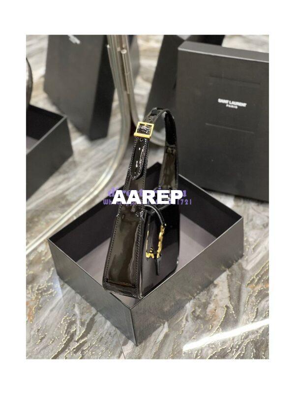 Replica YSL Saint Laurent Le 5 à 7 hobo bag in black Patent Leather 657228 5