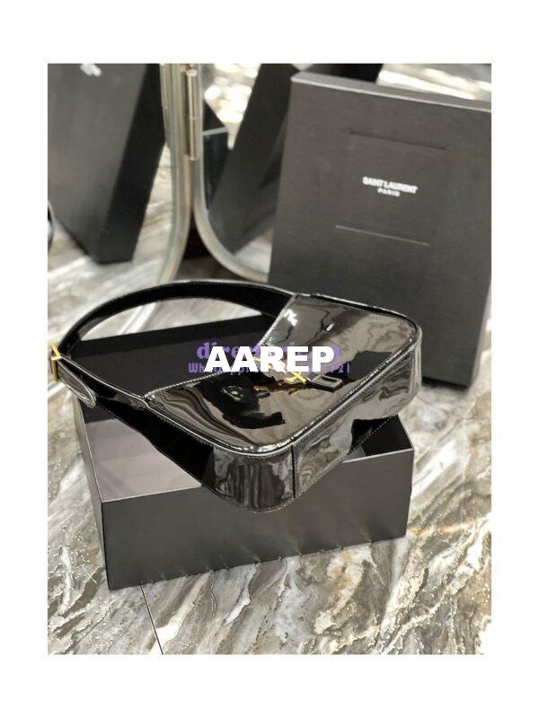 Replica YSL Saint Laurent Le 5 à 7 hobo bag in black Patent Leather 657228 10
