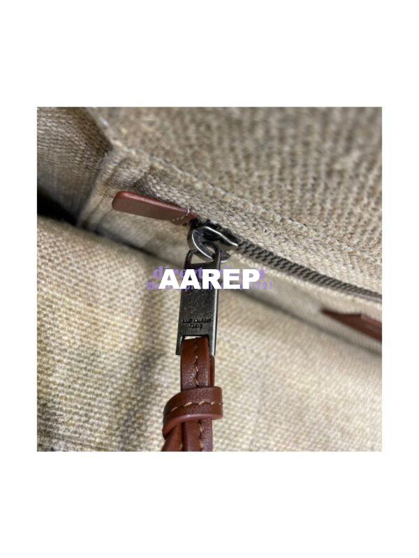 Replica YSL Saint Laurent Rive Gauche Tote Bag In Linen And Leather 499290 Brown Blanc 9
