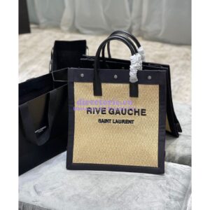 Replica YSL Saint Laurent Rive Gauche N/s Shopping Bag In Felt And Leather 631682 Beige