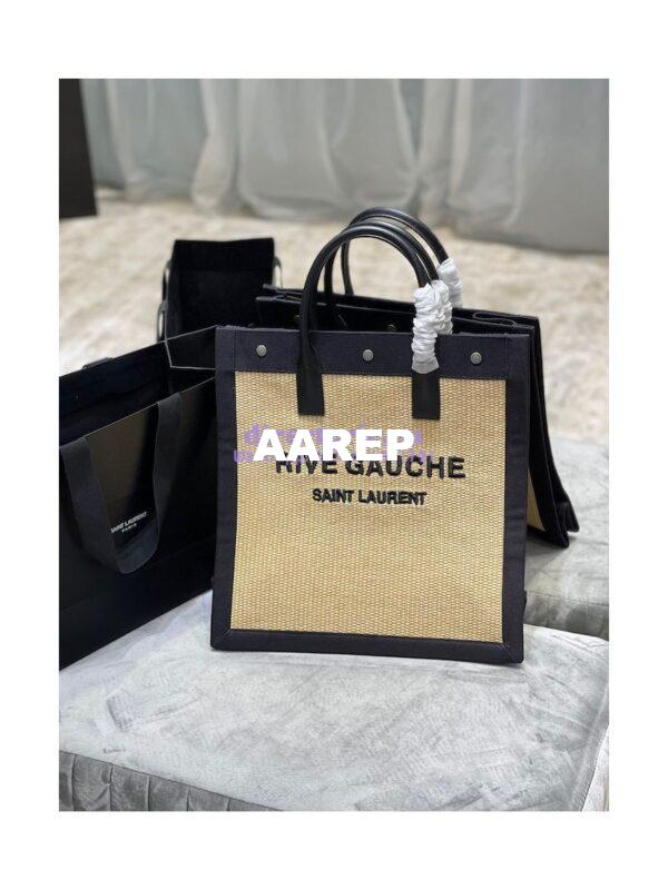 Replica YSL Saint Laurent Rive Gauche N/s Shopping Bag In Felt And Leather 631682 Beige