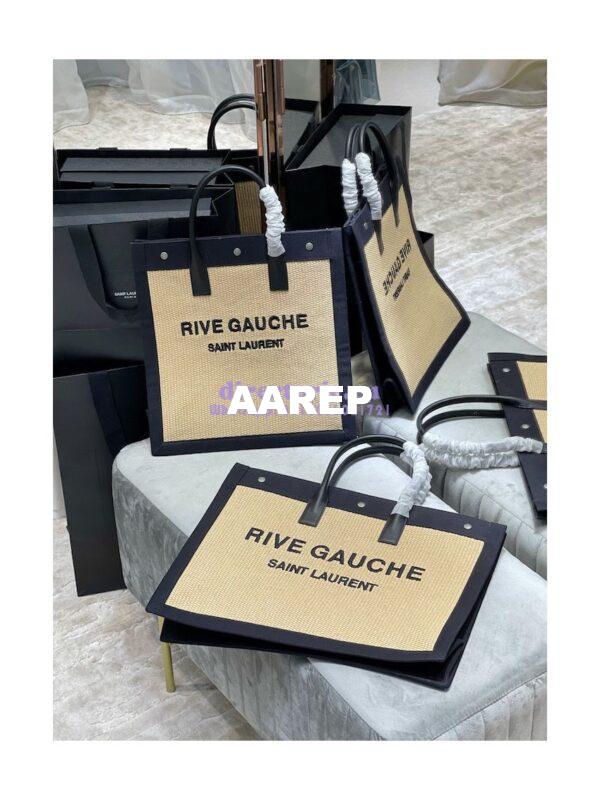 Replica YSL Saint Laurent Rive Gauche Tote Bag In Felt And Leather 499290 Beige 3