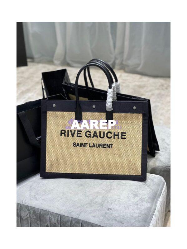 Replica YSL Saint Laurent Rive Gauche Tote Bag In Felt And Leather 499290 Beige 4