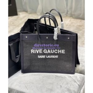 Replica YSL Saint Laurent Rive Gauche Tote Bag In Felt And Leather 499290 Black
