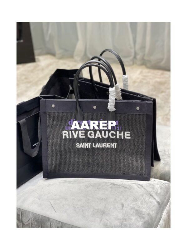 Replica YSL Saint Laurent Rive Gauche Tote Bag In Felt And Leather 499290 Black 3