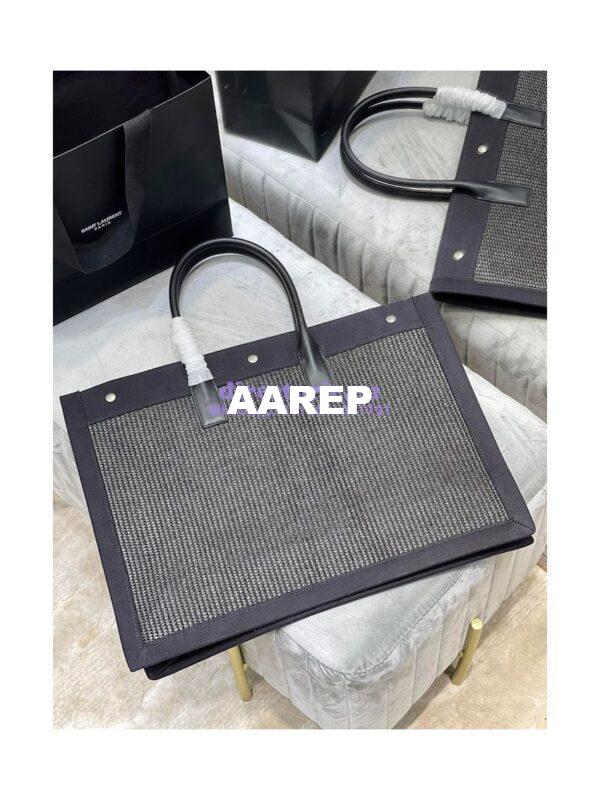 Replica YSL Saint Laurent Rive Gauche Tote Bag In Felt And Leather 499290 Black 10