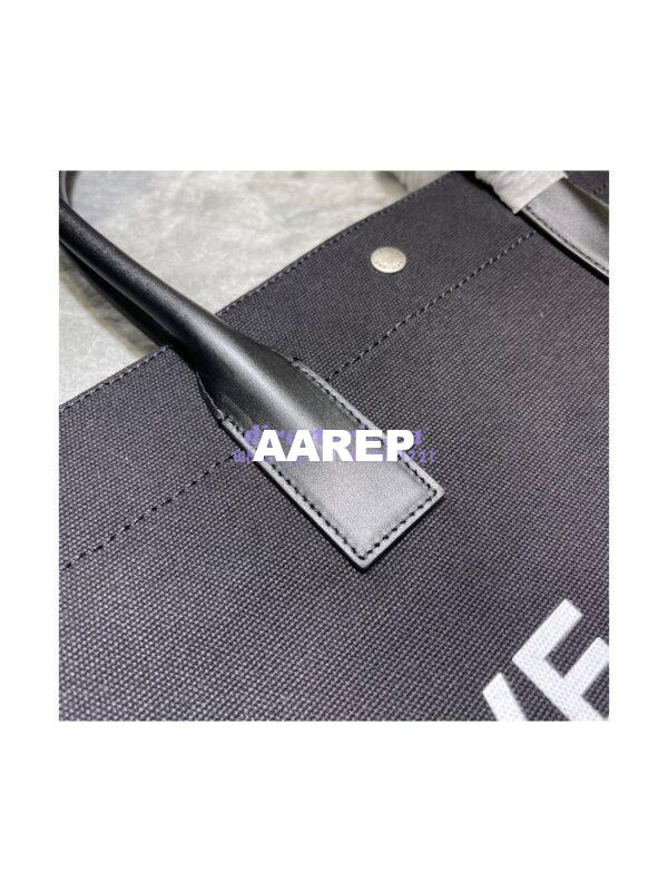 Replica YSL Saint Laurent Rive Gauche Tote Bag In Linen And Leather 499290 Black 7