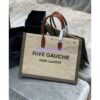 Replica YSL Saint Laurent Rive Gauche Tote Bag In Linen And Leather 499290 White 2