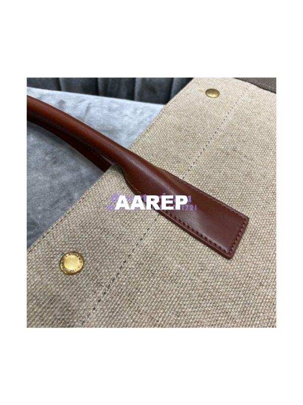 Replica YSL Saint Laurent Rive Gauche Tote Bag In Linen And Leather 499290 Brown 11