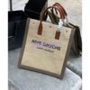 Replica YSL Saint Laurent Rive Gauche N/s Shopping Bag In Linen And Cotton 631682 Black 2