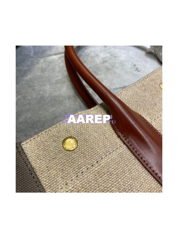 Replica YSL Saint Laurent Rive Gauche N/s Shopping Bag In Linen And Cotton 631682 Brown 8