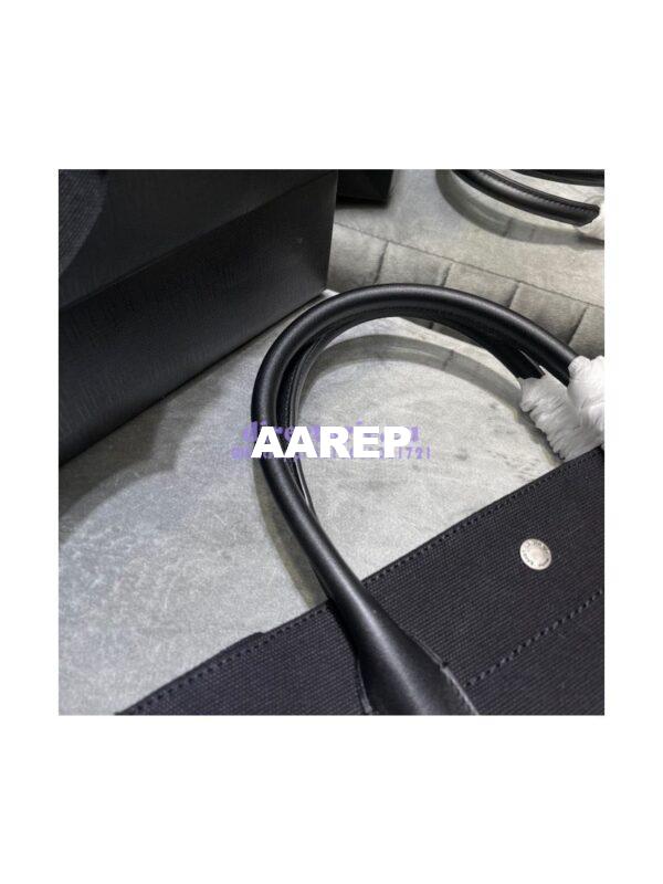 Replica YSL Saint Laurent Rive Gauche N/s Shopping Bag In Linen And Cotton 631682 Black 5